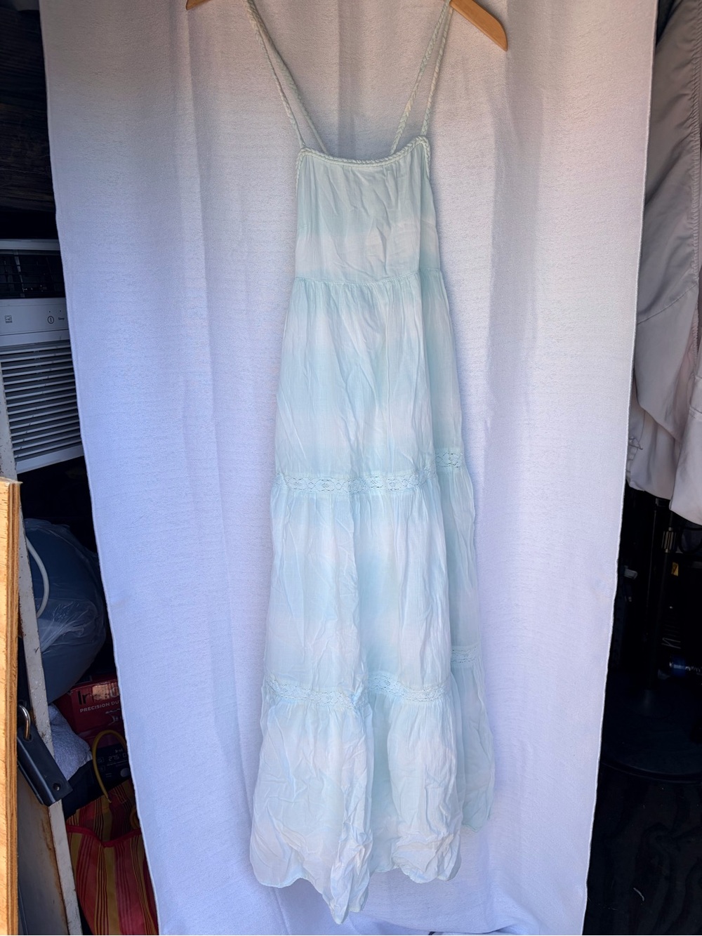 Aerie Tie Dye Stripe Tiered Cotton Spring Dress